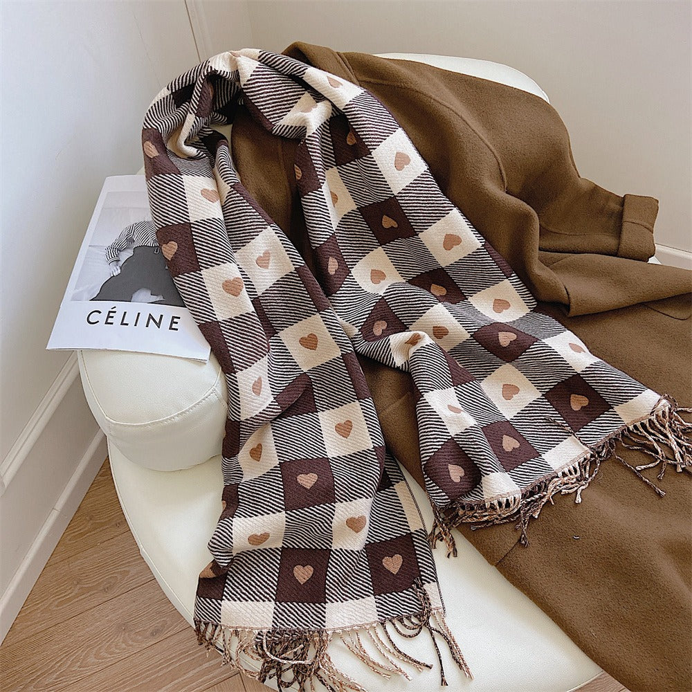 The Amoreé Heart Plaid Scarf