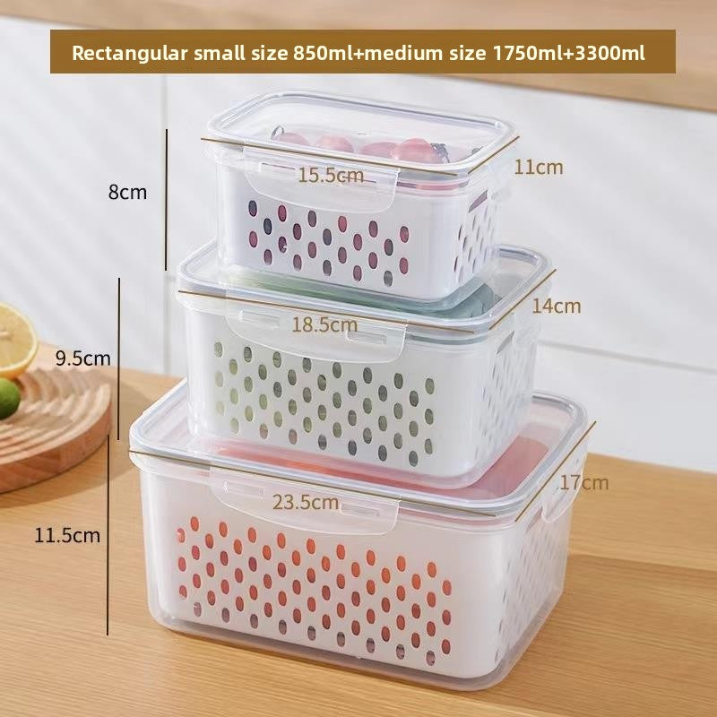 Refrigerator Food Preservation Container with Drain Basket