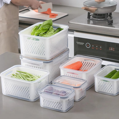 Refrigerator Food Preservation Container with Drain Basket